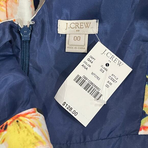 NWT J. Crew V-Neck Floral Cocktail Dress Size 00 - Picture 5 of 5